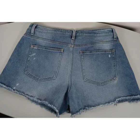 Time & Tru Size 12 Women's High Rise Distressed Denim Jean Shorts Stretch - Picture 5 of 7